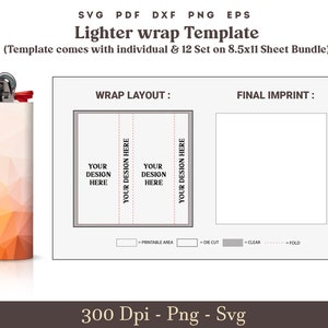 lighter wrap template, 300 Dpi Lighter wrapper PNG PDF, bic lighter template, lighter Sublimation Printable, lighter wrap digital svg