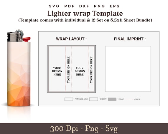 lighter wrap template, 300 Dpi Lighter wrapper PNG PDF, bic lighter template, lighter Sublimation Printable, lighter wrap digital svg