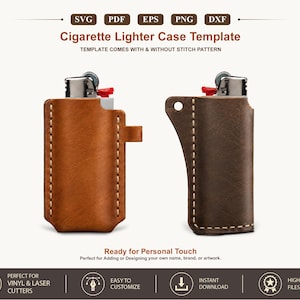 Cigarette Lighter Holder case svg pdf, Leather laser Cut files pattern, Leather lighter holder case Pattern With Sewing Stiche PDF on 8.5x11