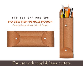 Beginner Leather Pen pouch PDF SVG Pattern, Easy and Minimalist Pen Holder Template SVG, Pencil case svg. Pen holder Cricut glowfroge svg
