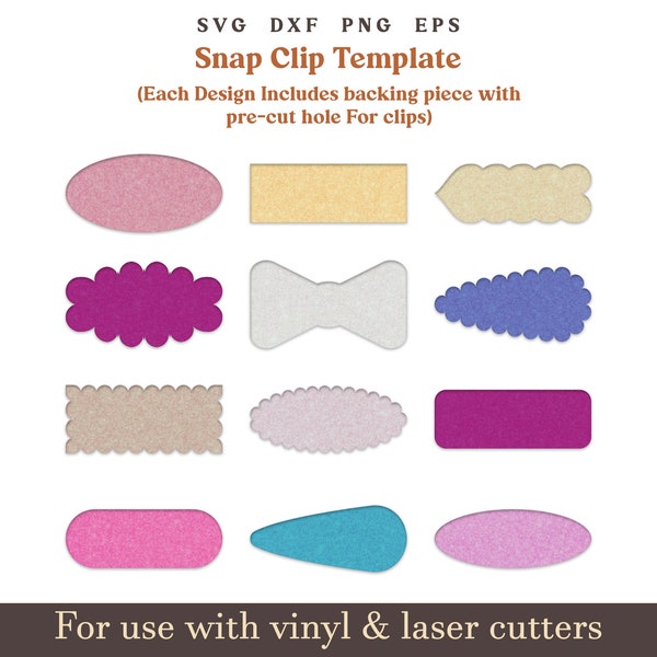 Snap Clip SVG, Clippie Cover SVG, Snapclip Template, similicuir svg, Bow SVG, Hair Clip Svg fichiers pour Cricut Cut Files, fichiers de découpe laser