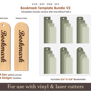 Bookmark Svg, Blank Bookmark cut file Bundle svg, acrylic wood leather Bookmark Template, Bookmark Label Svg Cricut Glowforge laser Cut file