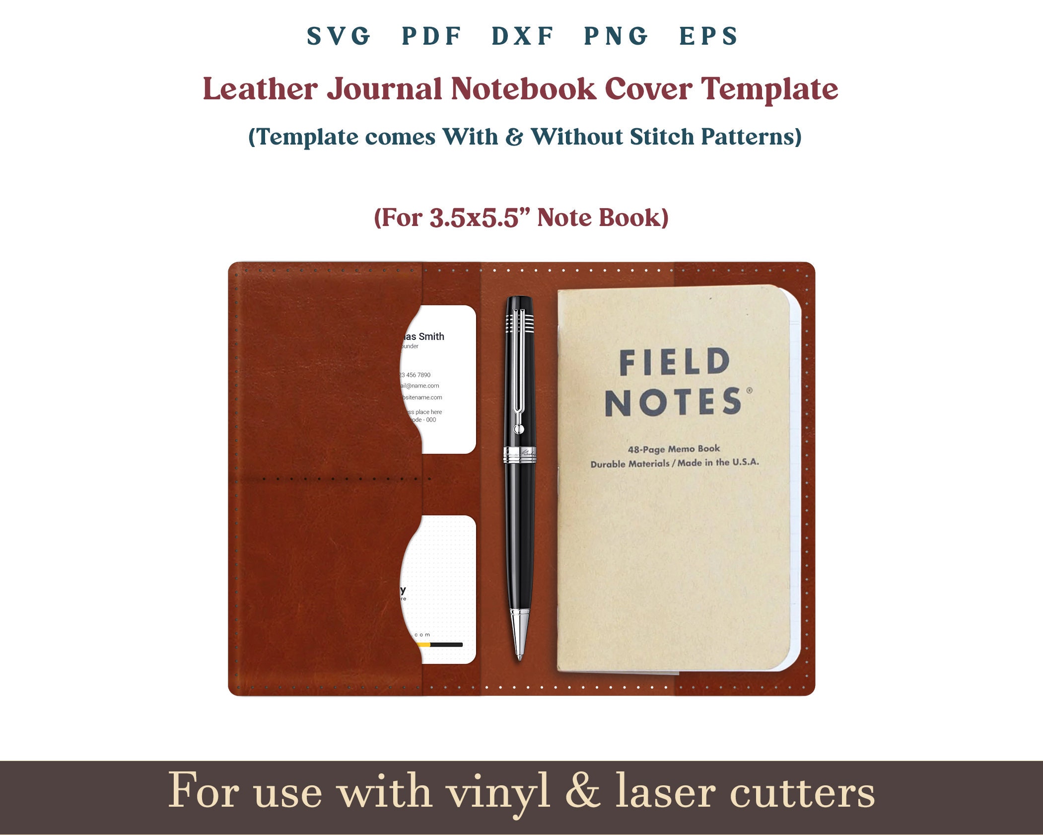 Leather Journal Cover Template SVG, Leather Notebook Cover PDF Pattern ...