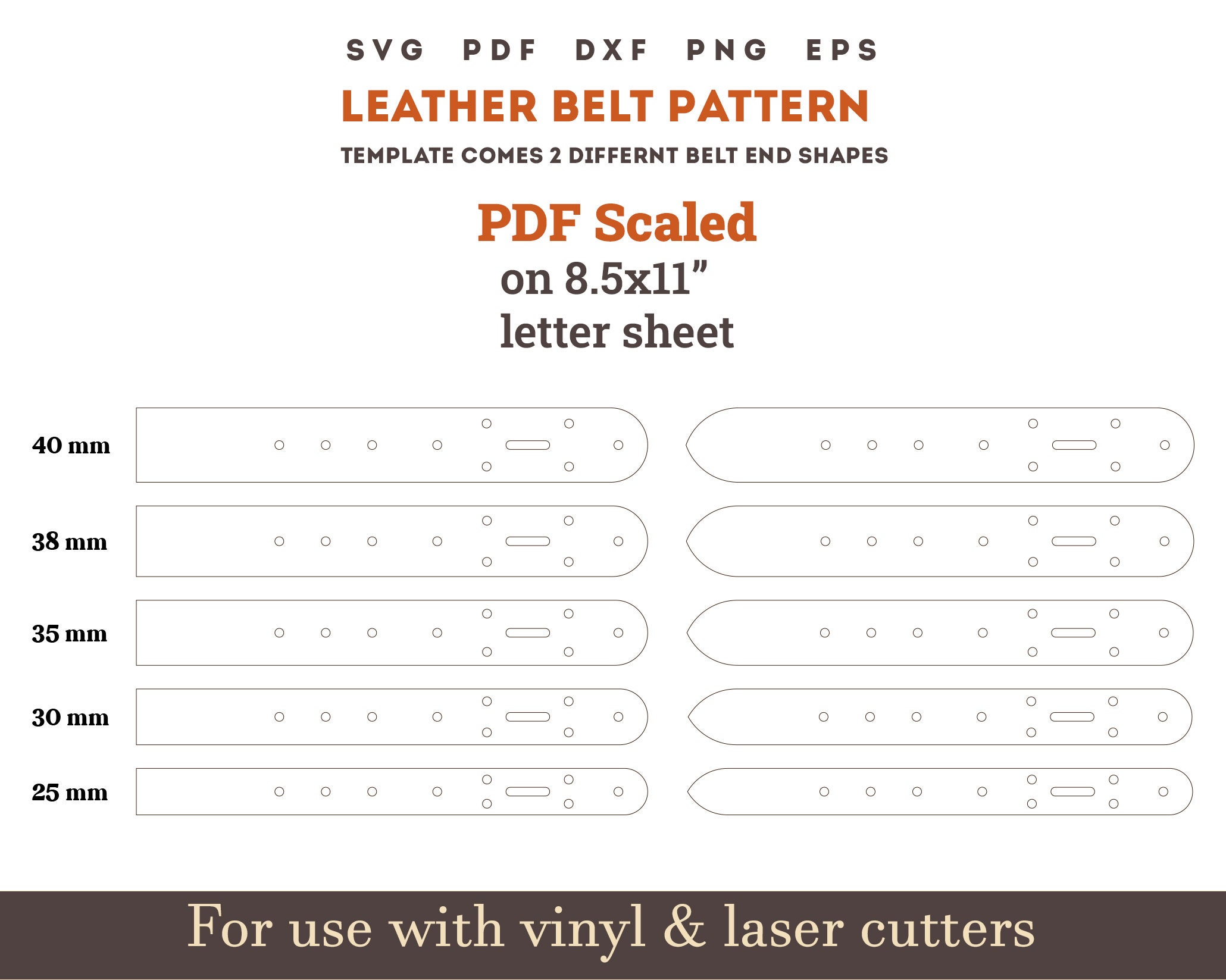 Leather Belt PDF Pattern Svg 5 Different Size Belt End Etsy Leather Belt PDF Pattern Svg 5 Different Size Belt End Etsy