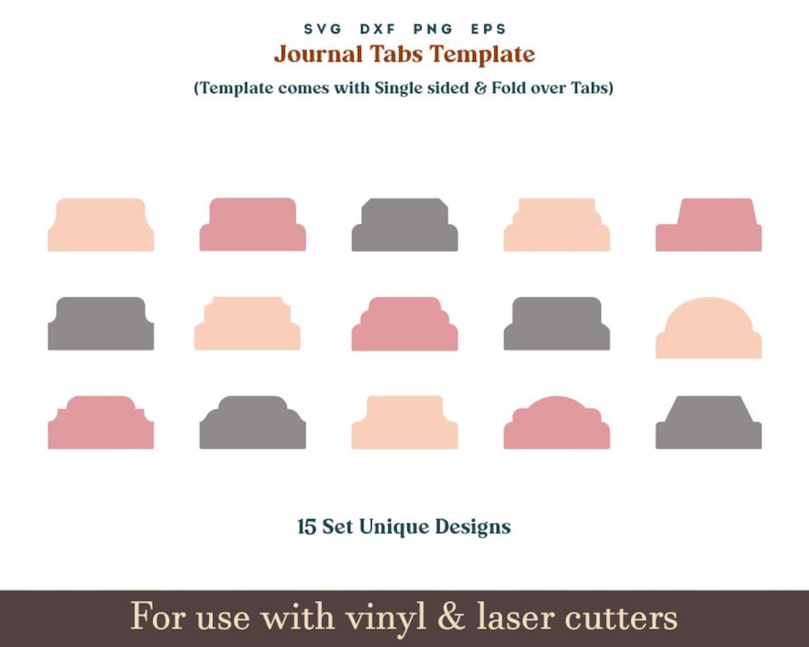 Journal Tabs Svg Template, Double Folder Tabs, Index Tabs, Page Tab ...