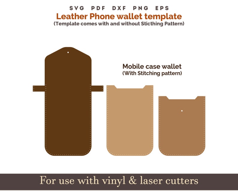 leather Phone Bag wallet Pattern svg, Cross Body phone Bag SVG Sewing Pattern, PDF Phone bag pattern stitched Phone case bag laser cut files