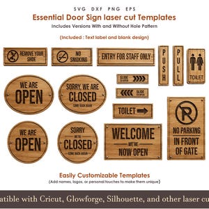 Essential deurnaamplaatje SVG, laser Essential deurbord dxf, houten acrylbord, Cricut Glowforge Silhouette Cut-bestanden