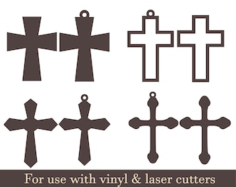 Cross dangle svg, cross earring svg, earrings svg, Cross pendant Svg, Leather earring template svg, Glowforge earring template svg, Dxf
