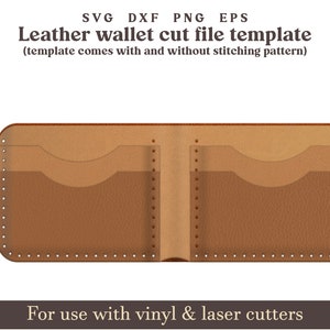 Leder Geldbörse Schneidevorlage SVG, 5 Pocket Bifold Brieftasche SVG Muster mit Nähstichen, Glowforge Leder Laserschnittdatei Bundle svg