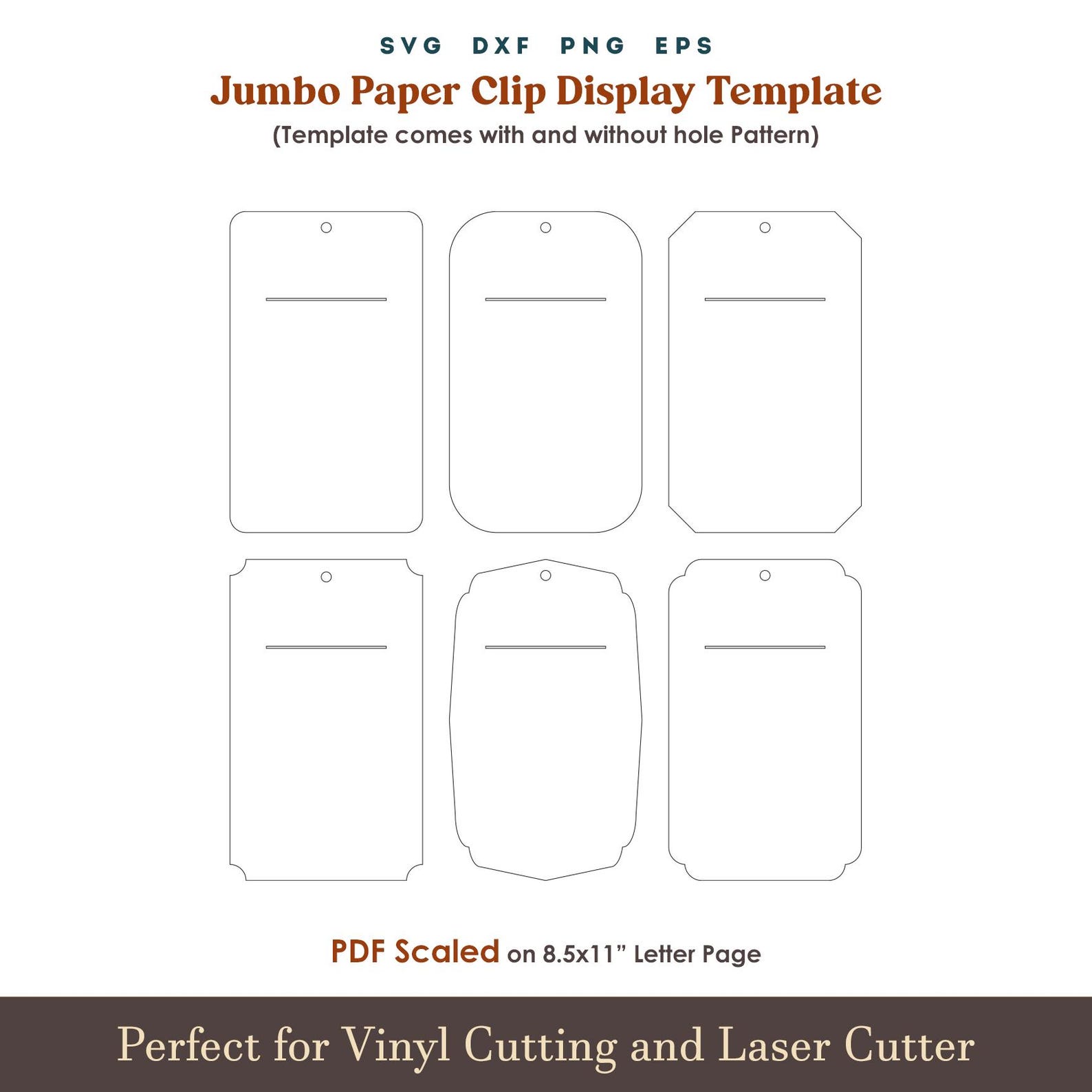 Paper File Card Template Jumbo Paper Clip Display Svg Template, Paper Clip Display Card Svg ...