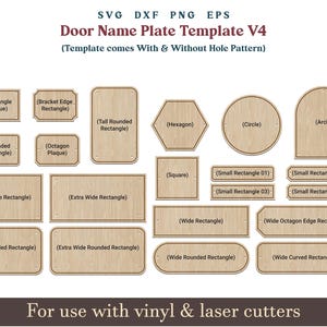 Modello SVG per targhetta porta tagliata al laser, modello SVG per targhetta porta nome ufficio casa personalizzata, file DXF per file Lasercut legno acrilico Cricut Glowforge