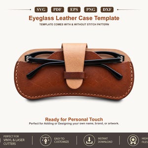 Eyeglass Leather Case SVG Template, PDF Leather Glasses Holder Pattern, Sunglass Case Cricut Glowforge Laser Cut File DXF