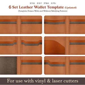 Leder Laser geschnitten Brieftaschen svg, 9 Pocket Bifold 6 set Brieftasche SVG