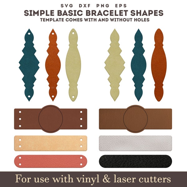 Simple Plain Leather Bracelet Template SVG, Bracelet SVG, Cuff Bracelet, Glowforge Leather laser cutting file Bundle SVG Cut File For Cricut