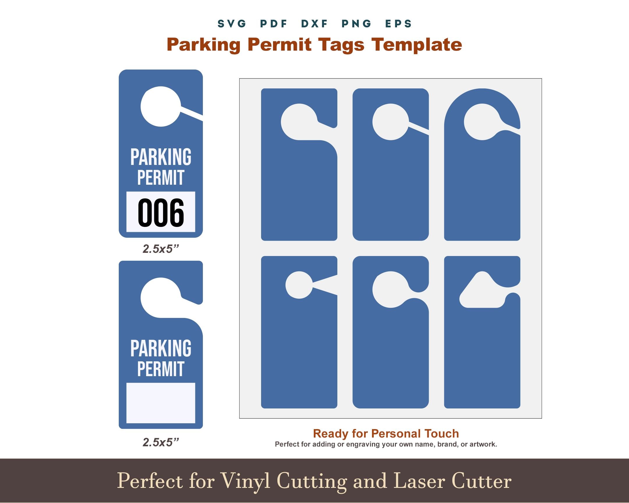parking permit tag template svg, 6 set blank parking permit