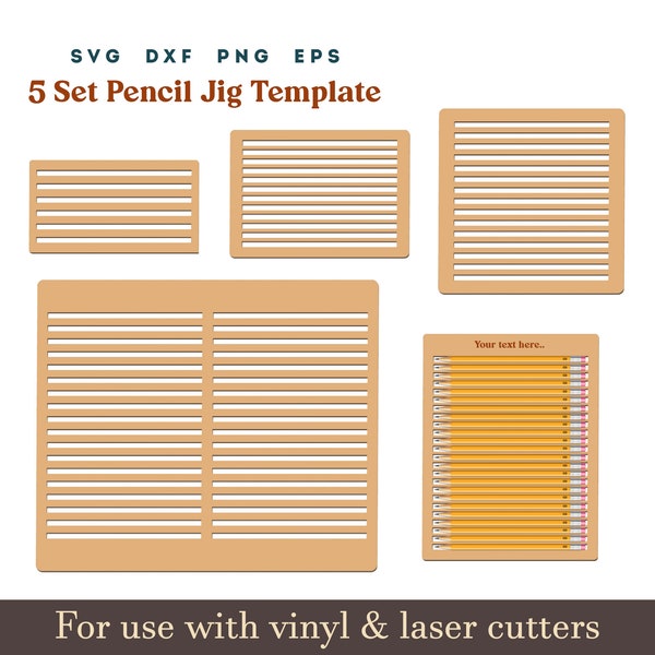 Pencil Jig SVG, Laser Engraving Pencil Jig Template, 5 Set laser cut Pencil Jig Bundle, Glowforge laser cutting file Digital Download