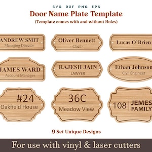 Placa con nombre de puerta Svg, placas de título para monumentos, etiquetas con nombre, placa de identificación, placa con nombre de casa Svg, tablero de nombre de casa de madera acrílica, archivo cortado con láser