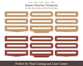 Zipper Overlay Template SVG, Leather Zipper Overlay Pattern. 9 Set Sewing Zipper Cover DXF PDF, Bag Purse Zipper Overlay Cricut Glowforge