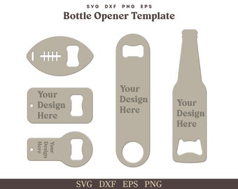 Bottle Opener Template, Bottle Opener Keychain Template, Keychain keyfob template laser cutting file svg, Football Keychain Template Dxf PNG