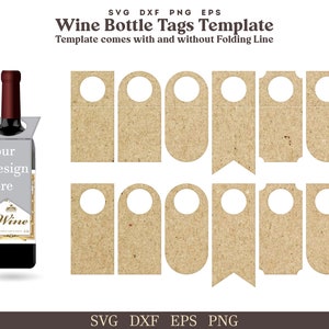 Pacchetto di modelli di etichette per bottiglie di vino in formato SVG, mini etichette regalo per bottiglie di vino, pacchetto di etichette regalo per bottiglie di vino stampabili per Cricut, Silhouette, Glowforge