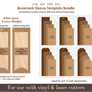Funda para marcapáginas SVG, plantilla de archivo de corte de funda para marcapáginas de 6 juegos, tarjeta de exhibición para marcapáginas SVG, plantilla de soporte para marcapáginas, archivo de corte Cricut glowforge