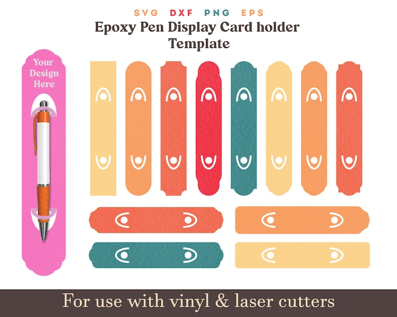 Pen Display Card SVG Epoxy Pen Holder Bundle Svg PNG 12 Set Etsy