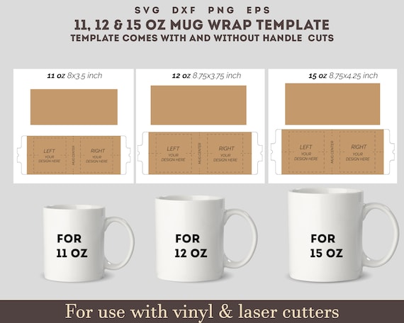 11oz 12oz 15oz Mug wrap template svg, mug template SVG, Mug svg, cricut mug press template, full mug wrap template with handle cut png svg