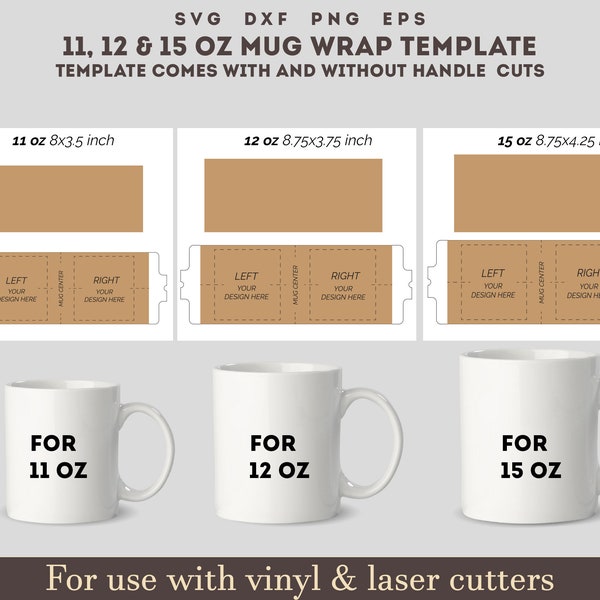 11oz 12oz 15oz Mug wrap template svg, mug template SVG, Mug svg, cricut mug press template, full mug wrap template with handle cut png svg