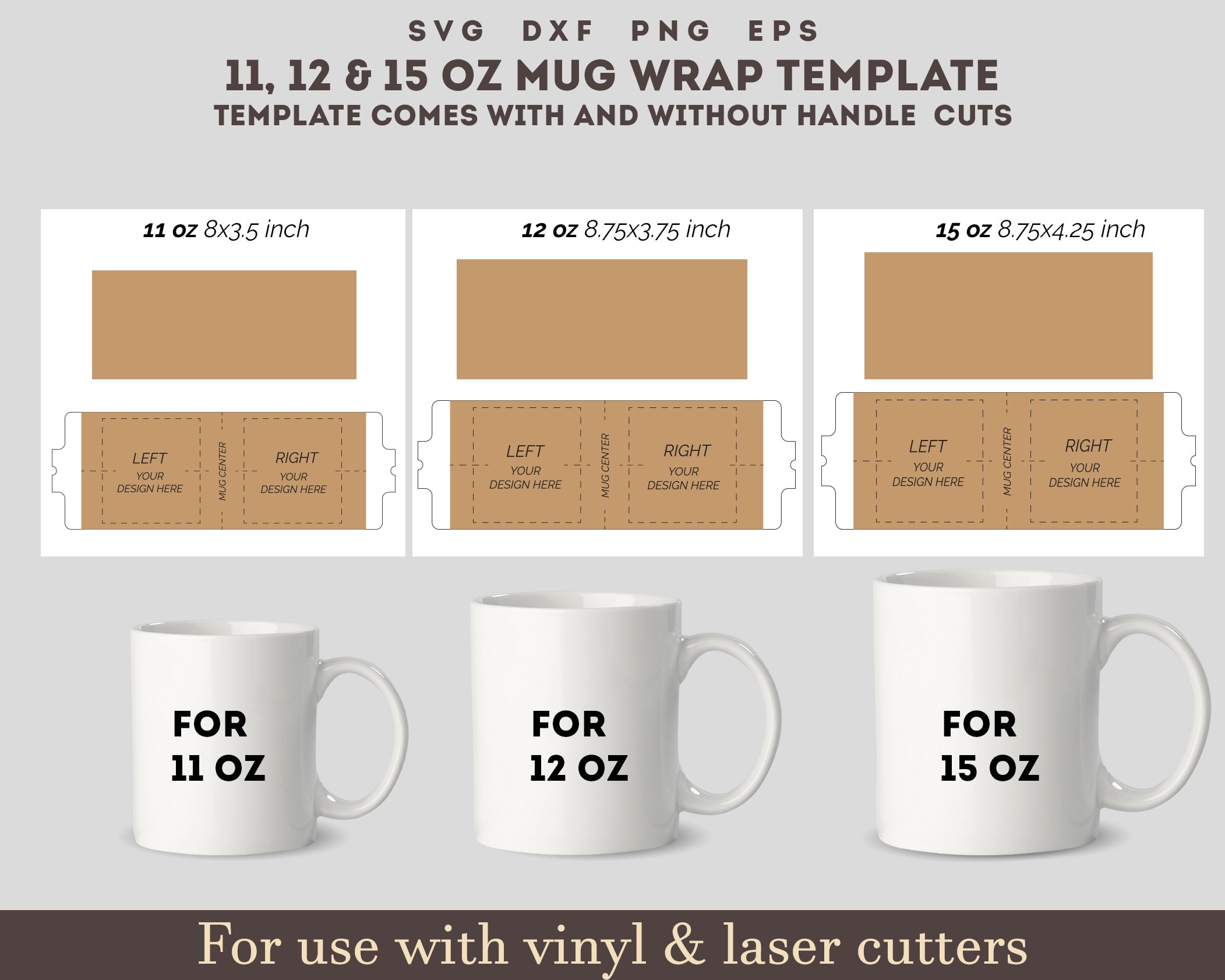 11-12-15 Oz Mug Template Bundle, Sublimation Template, Full Wrap Mug  Template, Cricut Mug Press Template, Template SVG for Cricut, Mug Press 