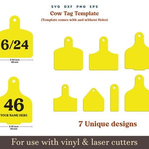 Cow tag svg, Cow ear tags svg Template, Cow tag outlined svg, Cow ear tags Cut files, Silhouette Cricut Glowfroge Laser cut file DXF