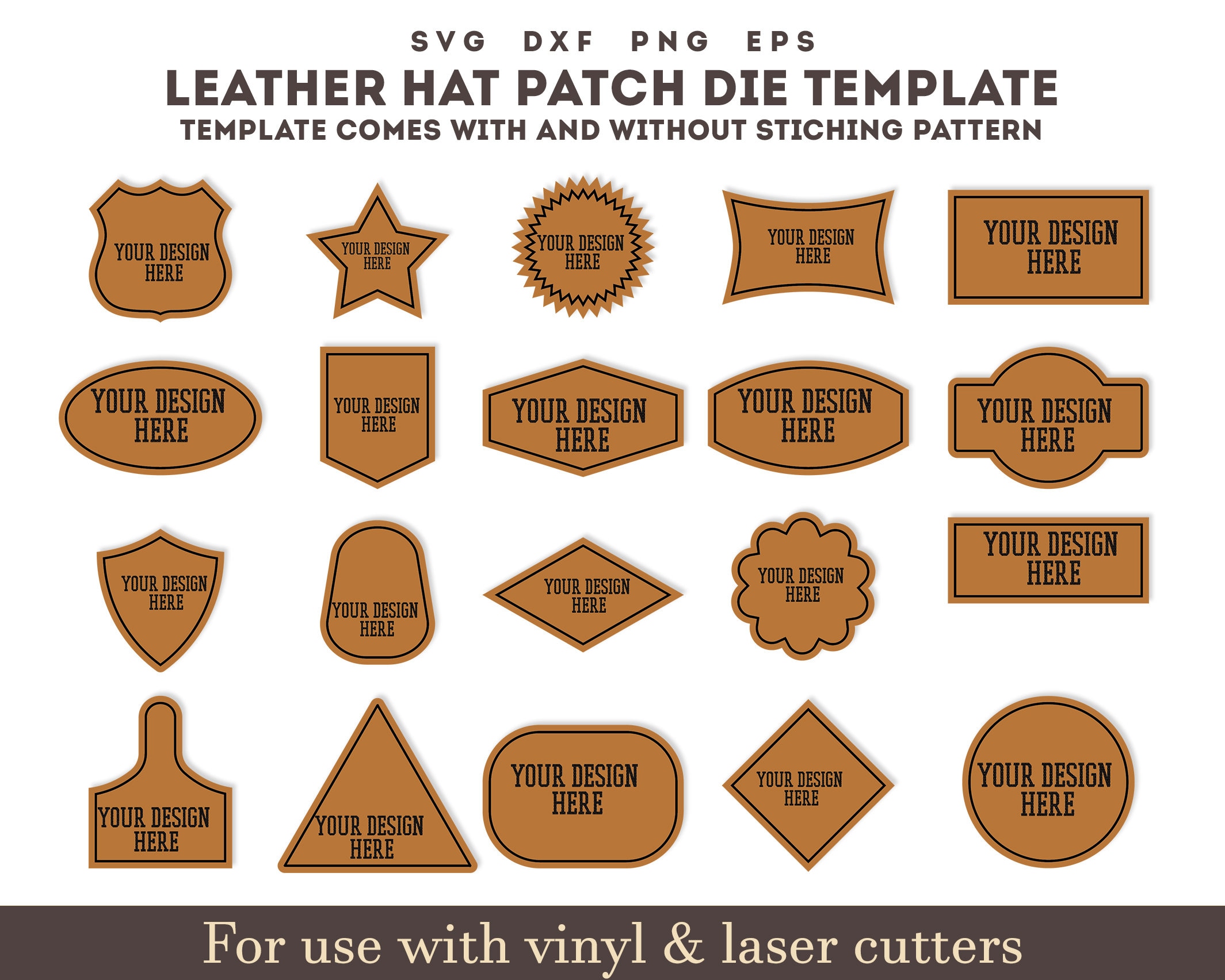 Digital Cut File, SVG leather patch bundle, 90 hat (1940413)