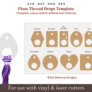 Gocce di filo SVG, Modello per etichette a goccia di filo, Gocce di filo per punto croce, Modello per gocce di filo decorative, File di taglio per Cricut Glowforge Crafts