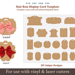 Tarjeta de presentación de lazos para el cabello SVG, plantilla de presentación de lazos SVG, plantilla de tarjetas de presentación de diademas SVG, plantilla de lazos para el cabello Glowforge, paquete de archivos de corte Cricut