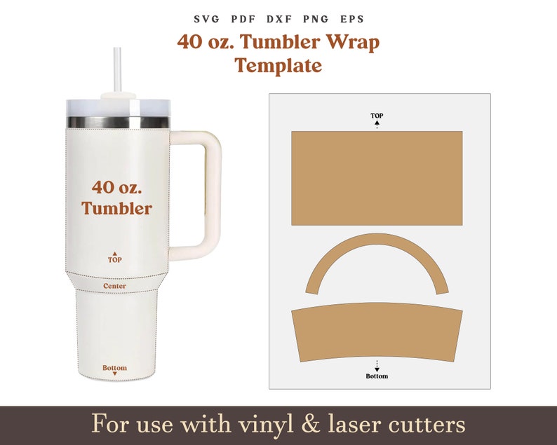 40oz Tumbler Template svg, Sublimation 40 Oz Tumbler PNG, Blank Tumbler wrap svg, cricut press template, full wrap template PDF 300 dpi png