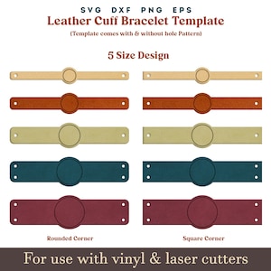 Leather Bracelet SVG, Blank Cuff bracelet Pattern Svg, Faux leather Cuff Svg, Cricut Glowforge leather laser bracelet lasercut file Svg Dxf