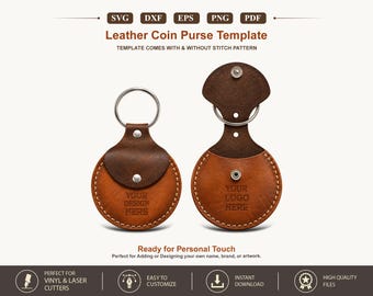 Leather Minimalist Coin Purse SVG Template, Laser and PDF Pattern,  Mini Coin Pouch Template, Glowforge, Faux Leather laser cutting files