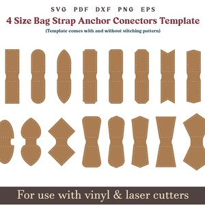 Strap connector SVG PDF Template, 0.5" to 1.25" Bag Strap End Anchor, Handbag clasp closures, Purse making Glowforge Leather laser cut file