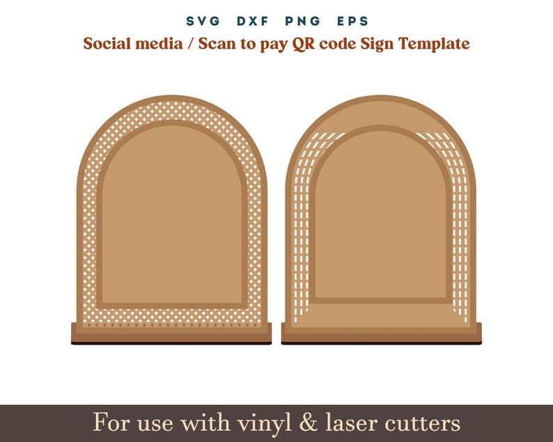 Qr code sign svg, Scan to pay social media sign template, 9 Set Acrylic wooden Display Stand Sign Template Glowforge SVG Dxf Laser cut Files