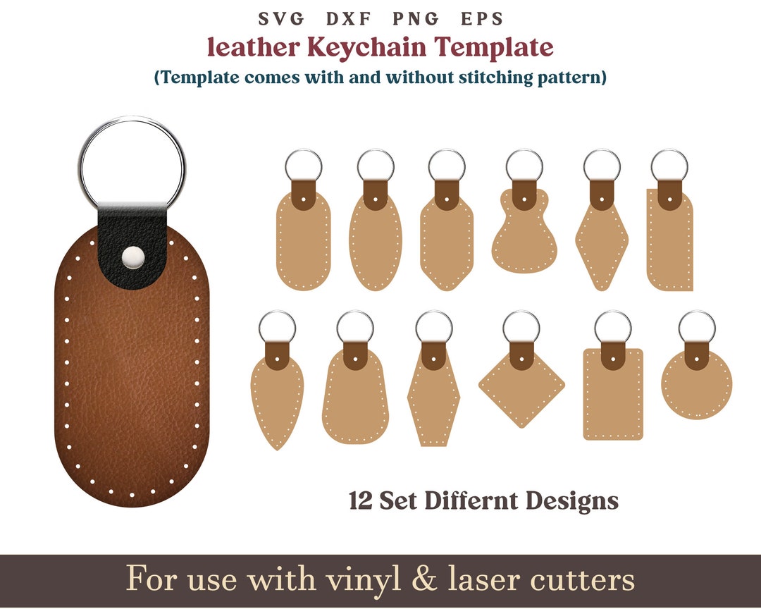 Leather Keychain Template SVG, 12 Set Leather Keychain Key Fob Cut Leather Keychain Template SVG, 12 Set Leather Keychain Key Fob Cut