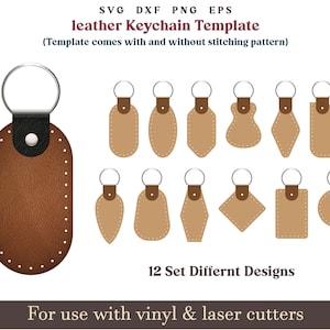Leather Keychain Key Fob Templates SVG2 Vector Cricut Laser Cut File Clipart