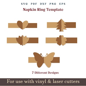 Modelo SVG de porta-guardanapos, PDF SVG Coração Natal Borboleta Floral Capa de guardanapo Padrão Porta-guardanapos SVG Cricut Glowforge Crafts Arquivos de corte
