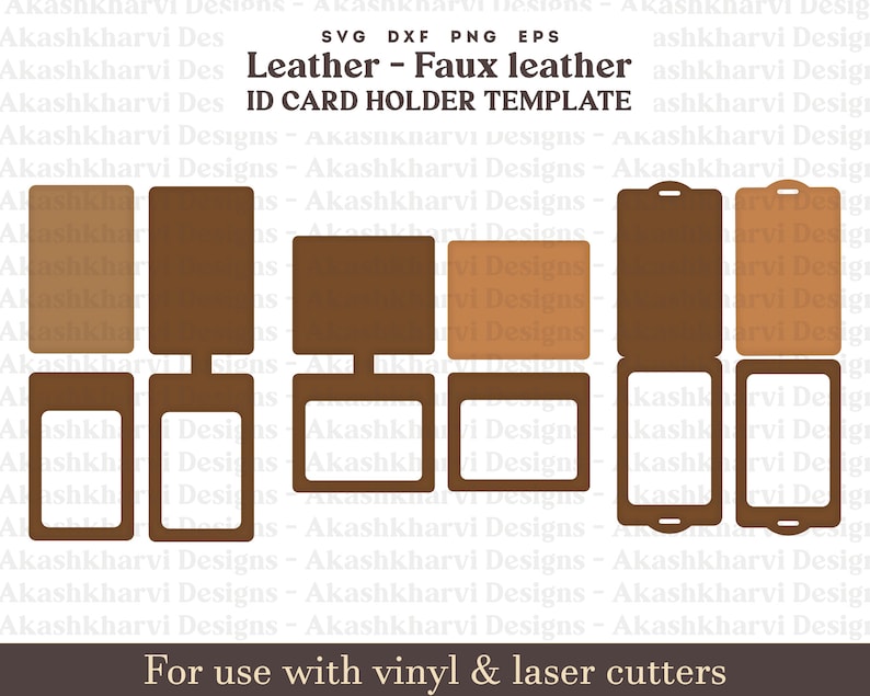 ID Card Cover SVG Leather Card Holder Template Faux Leather Etsy
