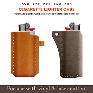Estuche para encendedor de cigarrillos (svg pdf), patrón de archivos de corte láser de cuero, patrón de estuche para encendedor de cuero con puntada de costura (PDF) en 8.5x11