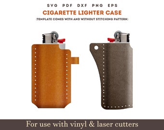 Cigarette Lighter Holder case svg pdf, Leather laser Cut files pattern, Leather lighter holder case Pattern With Sewing Stiche PDF on 8.5x11