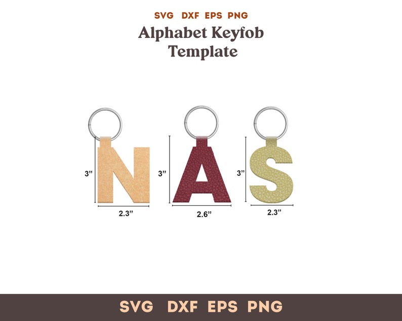 Alphabet Keychain Template SVG, letter keychain svg, faux leather Keychain svg Pattern, Glowforge Cricut Leather laser Svg cut file Bundle image 2