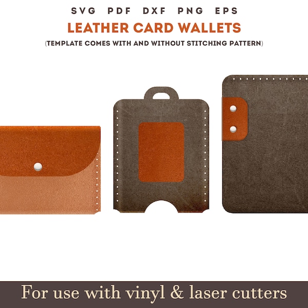 leather card wallet svg, ID card Holder Template, leather mini coin purse With Sewing Stiches Pattern, Cricut glowforge laser cut file