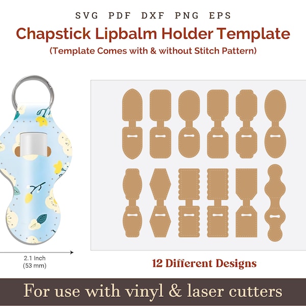 Lip Balm Holder Template SVG PDF, Lip Balm Holder Keychain Template Svg, Chapstick Holder SVG Template, Glowforge cricut laser cut file