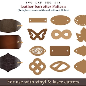 Modello di fermaglio per capelli in pelle in formato SVG, fermaglio per capelli in formato SVG, modello di fermaglio per capelli in pelle, file di taglio laser per fermaglio in pelle in formato SVG digitale