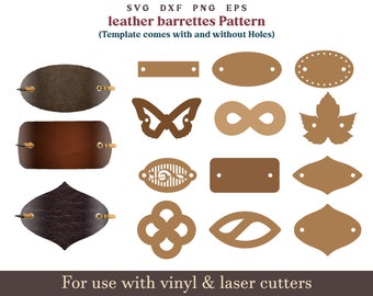 Leather Hair Barrette Pattern svg, hair Barrette svg, Leather Hairslider Pattern, Leather stick Barrette laser cut file Bundle SVG Digital