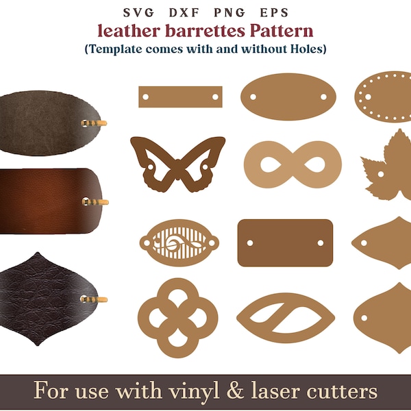 Leder Haarspange svg, Haarspange svg, Leder Haarspange svg, Leder Haarspange Laser cut file Bundle SVG Digital